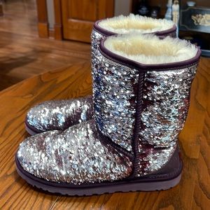 Limited Edition Silver/Burgundy UGG boots size 7